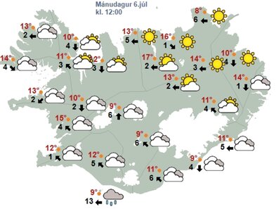 Bjart og hlýtt á Norðurlandi 